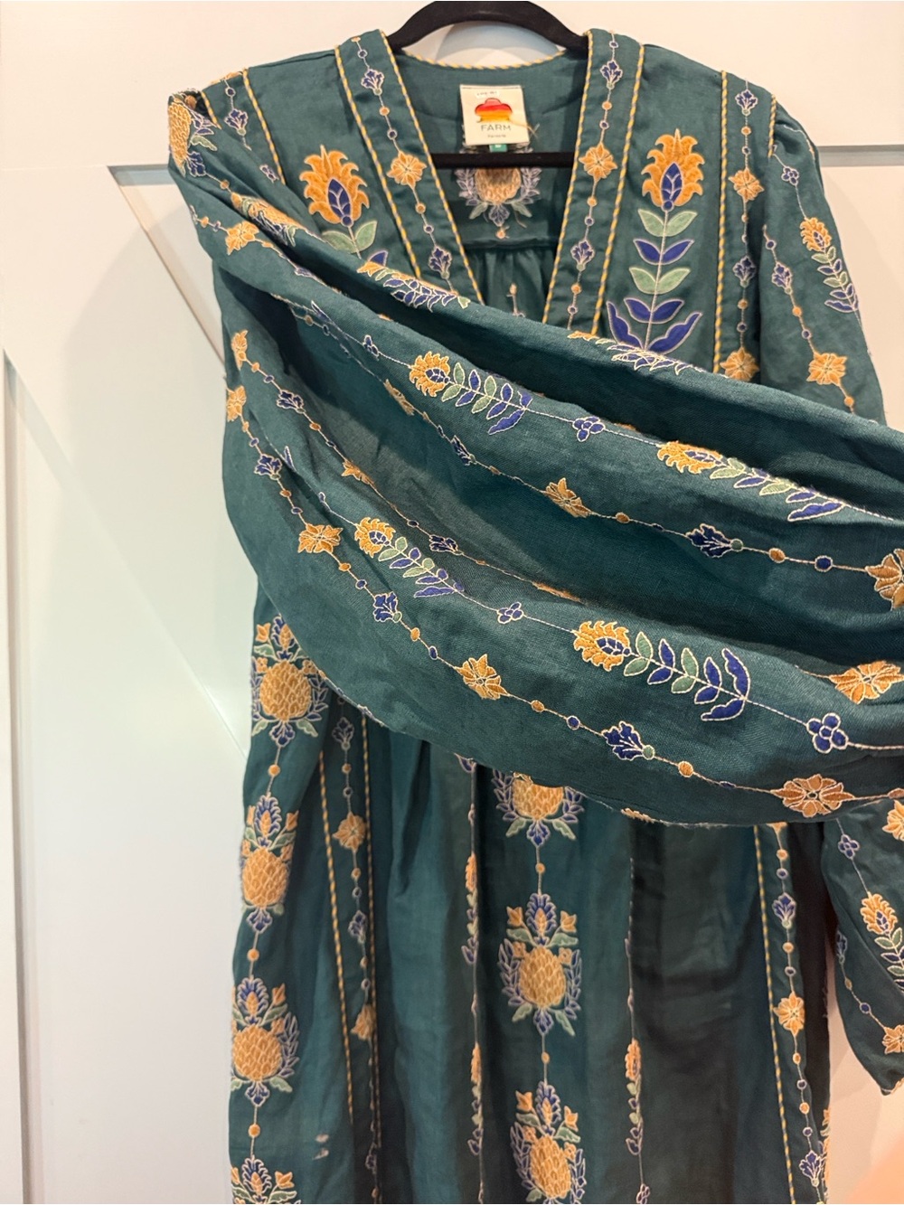 FARM Rio Green Maxi Dress with Gold Floral Pineapple Embroidery - Picture 11 of 16